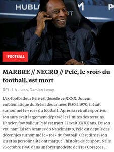 Foot : La mort de Pelé annoncée par erreur, c'était un bug