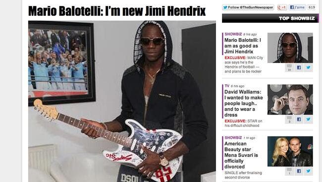 Balotelli estime être le Jimi Hendrix du football