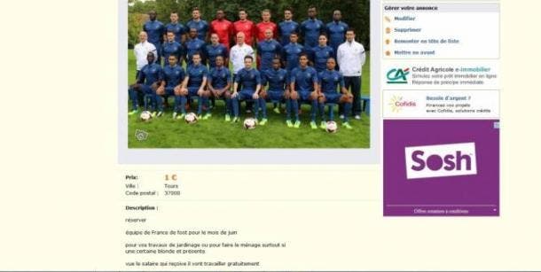L'équipe de France vendue pour 1 euro sur le Bon Coin