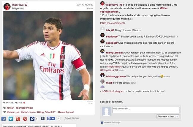 Thiago Silva énerve les supporters du PSG sur Instagram